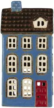 IB Laursen Lichterhaus Teelichthalter Keramik blau (27662-13)