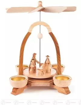 Dregeno Seiffen Weihnachtspyramide Christi-Geburt, natur, helle Tüllen, 17x25x17cm (085/028/2T)
