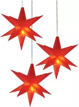 Spetebo 3D Weihnachts-Leuchtstern 12cm, rot, warm weiß, mit Timer, 3er-Set (Spetebo)