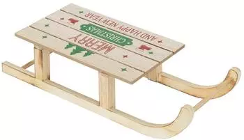 ECD Germany Weihnachtsschlitten aus Holz, warmweiße LEDs, 42cm, Timer (ECD Germany)