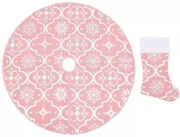 vidaXL Weihnachtsbaumdecke mit Socke, Stoff, rosa, 150cm (330286)