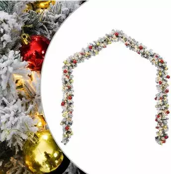 vidaXL Weihnachtsgirlande mit Kugeln und LED-Lichtern, PVC, grün, 5m (4019672)