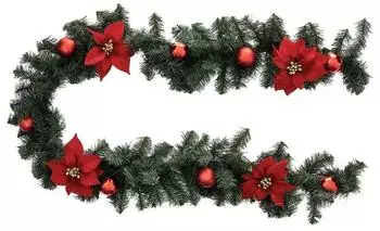 Feeric Lights & Christmas Weihnachtsgirlande Poinsettia rot, Kunststoffkugeln, 200cm (68811)