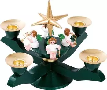 Richard Glässer Adventsleuchter mit Engel und Stern, grün, 12cm (485)