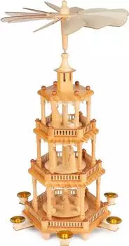 Brubaker Weihnachtspyramide Holz, 4-stöckig, 55cm, natur (Pyramide_4025)