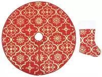 vidaXL Luxus-Weihnachtsbaumdecke mit Socke Rot 90 cm Stoff
