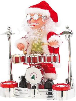 infactory Singender Schlagzeuger-Weihnachtsmann mit LED-Lichtershow
