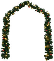 vidaXL Weihnachtsgirlande Geschm&uuml;ckt mit Kugeln und LED-Lichtern 10 m