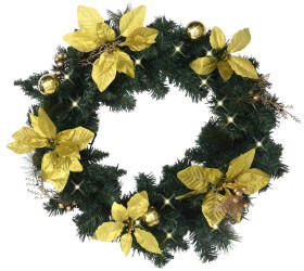 vidaXL Weihnachtskranz mit LED-Leuchten grün 60 cm (320974)