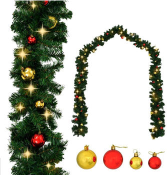 vidaXL Weihnachtsgirlande Geschmückt mit Kugeln und LED-Lichtern 5 m (246406)