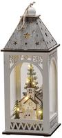 Konstsmide 831930, Konstsmide LED Holzlaterne mit Kirche (831930) Weiss