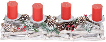 MCW Adventskranz T867 weiß + rote Kerzen