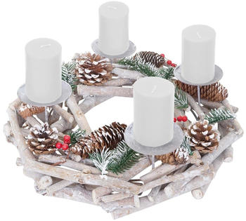 Mendler T867-R Adventskranz wei&szlig;-grau + Kerzen wei&szlig; (65213)