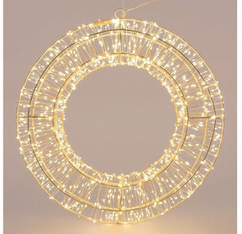 ECD Germany LED-Metallkranz 960 LEDs warmweiß Ø 38 cm weiß/slbern mit Timer