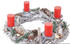 Mendler Tischkranz XXL rund weiß-grau + Kerzen rot (62505)