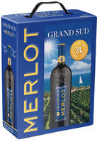 4 x GRAND SUD MERLOT Vin de Pays d`Oc 3 Liter BAG IN BOX