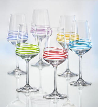 Bohemia Wave Weinglas 350 ml mehrfarbig handbemalt 6er Set