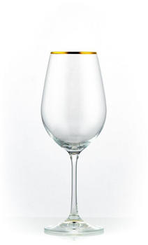 Crystalex Weißweingläser Weinglas Model Viola Gold 350 ml 6er Set Kristallgläser mit Gold Rand