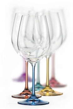 Crystalex Weißweingläser Kristall, Model Spectrum, Mehrfarbig, 350 ml, 6er Set