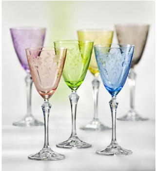 Crystalex Floral Weingläser Kristallglas 250 ml mehrfarbig 6er Set
