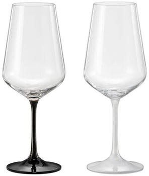 Crystalex Rotweingläser Black & White 450 ml 2er Set am Fuß