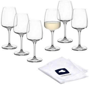 Leonardo Weißweinglas CESTI (6er Set) inkl. Poliertuch, Rieslinggläser 280 ml mit niedrigem Stiel