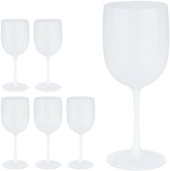 Relaxdays Weingläser Kunststoff, 6er Set, bruchsicher, BPA-frei, 400 ml, Camping (10044216)