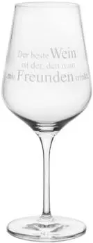 r&auml;der Weinglas &bdquo;Der Beste Wein ist der&hellip;" (&Oslash; 8,5cm)