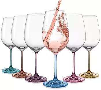 Bohemia Spectrum Rotweinglas Kristallglas mehrfarbig 550ml, 6er-Set