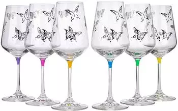 Bohemia Butterfly Weingläser Kristall, mehrfarbig, 350ml, 6er-Set