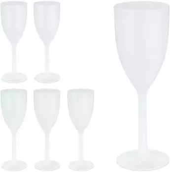 Relaxdays Weingläser, weiß, Kunststoff, 6er-Set