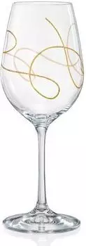 Crystalex String Gold Rotweinglas Kristallglas 350ml, 2er Set (String Gold)