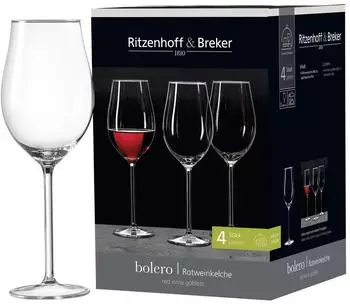 Ritzenhoff & Breker Bolero Rotweinglas 460ml, 4er-Set, Glas, klar (820959)