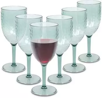 Spetebo Camping Weinglas Kunststoff, transparent grün, 350ml, 6er-Set