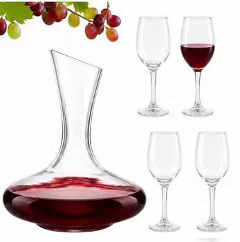 Relaxdays Weingl&auml;ser 4er-Set mit Dekanter, Glas