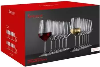 Spiegelau Lifestyle Stielgläser-Set Rot- und Weißwein, 12-teilig (4450294)