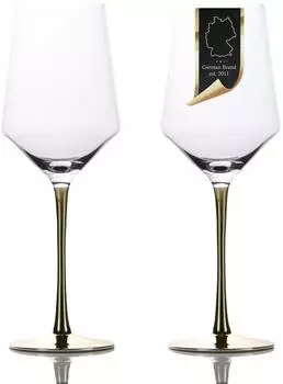Intirilife Weinglas-Set mit goldfarbenem Stiel, 380ml, 2-tlg. (IL-100958-2)