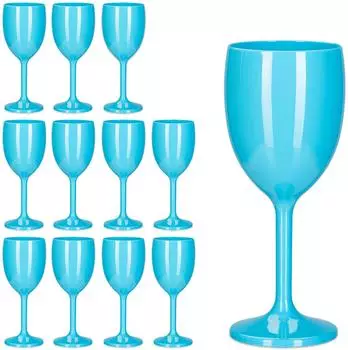 Relaxdays Weingl&auml;ser 12er-Set, Kunststoff, t&uuml;rkis, 250ml