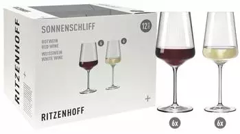 Ritzenhoff Sonnenschliff Weinglas-Set 12-tlg., Kristallglas, 540ml (6281001)