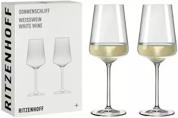 Ritzenhoff Weißweinglas Sonnenschliff 001, Kristallglas, 400ml, 2er Set (8000003)