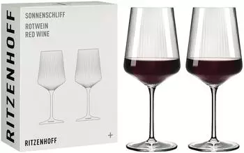 Ritzenhoff Rotweinglas 2er Set Sonnenschliff 001, Kristallglas, 536ml (8000002)