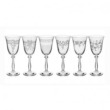 Bohemia Weißweingläser Kristall Weinglas, Model Royal, verschiedenen Eingravierungen, 250 ml, 6er Set