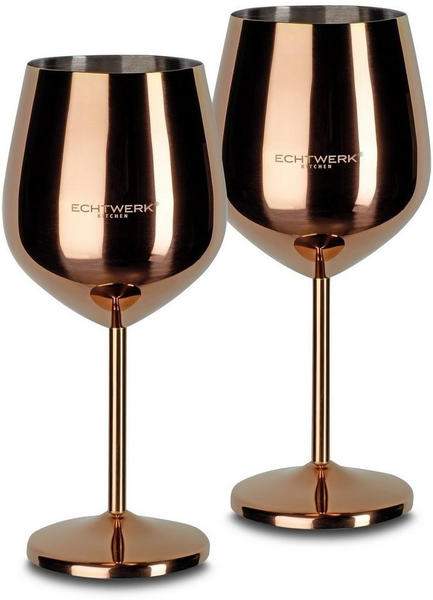 Echtwerk Weinglas (2-tlg), Edelstahl, PVD Beschichtung, kupferfarben
