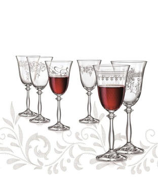Bohemia Rotweingläser Kristall Weinglas, Model Royal, verschiedenen Eingravierungen, 350 ml, 6er Set