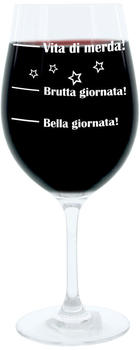 Leonardo Weinglas XL, Bella Giornata!, Brutta Giornata!, Vita Di Merda!mit lustiger Gravur Auf Italienisch, Mood Wein Glas, 610ml
