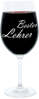 Leonardo Weinglas 400 ml, Motivglas, Bester Lehrer, Geschenk, Stimmungsglas mit Gravur, Moodglas, 22 cm
