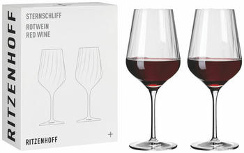 Ritzenhoff Rotweinglas 2er-Set Sternschliff 002, Kristallglas, 570 ml, 3661002
