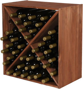 Proregal VINCELLAR MOD | HxBxT 60x60x30cm | Kreuz Modul für 40 Flaschen | Massives Kiefernholz | Braun geölt | Flaschenregal - braun Holzwerkstoff RW10-06