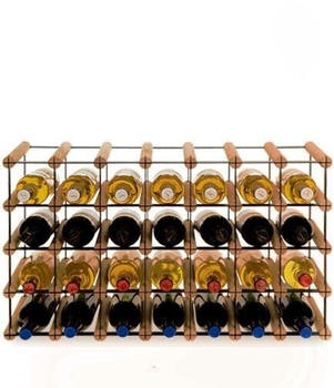 Proregal VINOTECA MOD METAL | HxBxT 42,5x72,5x24,5cm | 7x4 Flaschen | Massives Kiefernholz | Braun geölt | Flaschenregal - braun Holzwerkstoff RW13-116