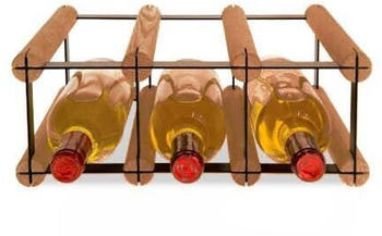 Proregal VINOTECA MOD METAL | HxBxT 12,5x32,5x24,5cm | 3x1 Flaschen | Massives Kiefernholz | Braun geölt | Flaschenregal - braun Holzwerkstoff RW13-38